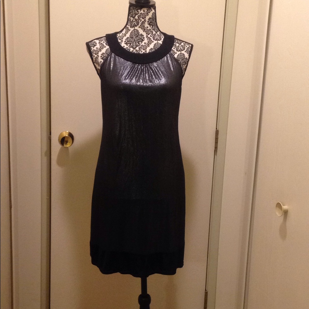 JFW Black Glitter Halter Dress